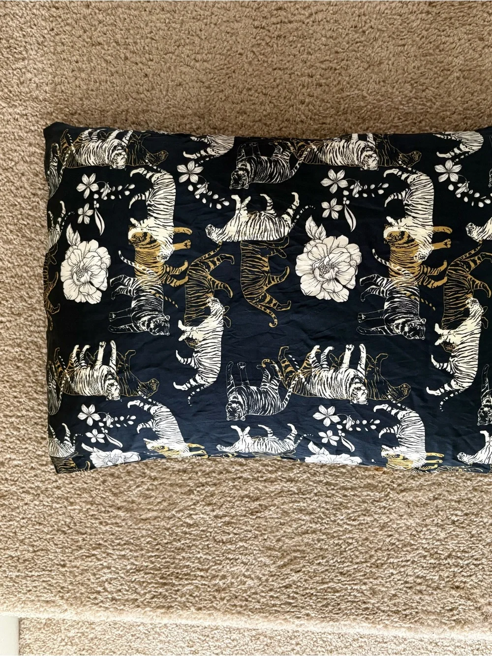 Johnny Was Black Floral & Tiger Print Pillow Cover